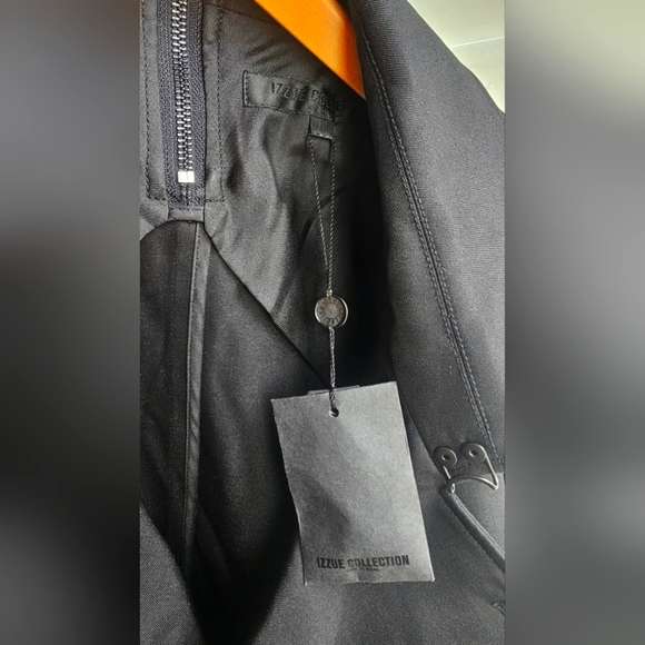 IZZUE Collection Double Breasted Pea Coat  Black Short Trenchcoat Unique size L - Picture 10 of 12